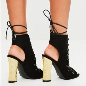 Missguided Black Crushed Heel Peep Toe Ankle Boots